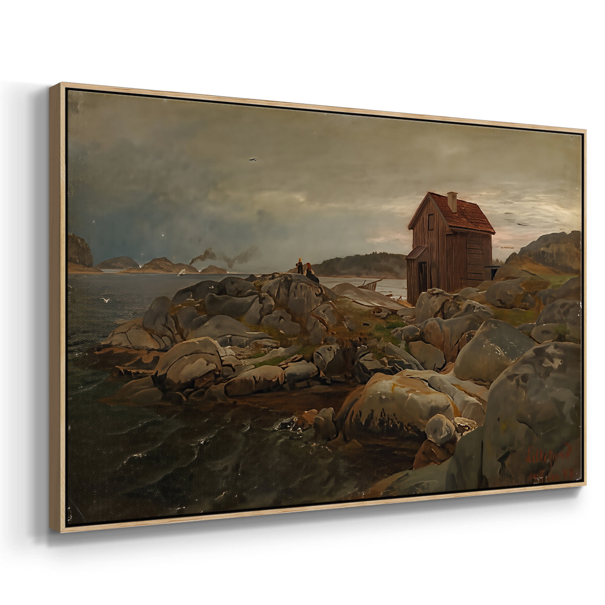 A Fisherman's Home, Lillesand, 1858 - Floater Framed Canvas Print