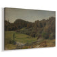 Canvas art print featuring a pastoral countryside with greenery and gentle terrain, displayed at an angle
