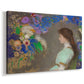 Canvas art print featuring a symbolic portrait with muted tones, displayed at an angle
