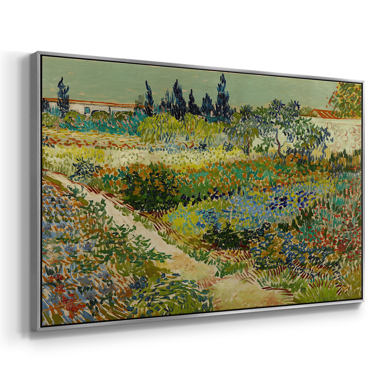 Garden at Arles, 1888 - Floater Framed Canvas Print