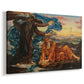 Canvas art print featuring an allegorical scene with woman resting amid flowing drapery and landscape, displayed at an angle