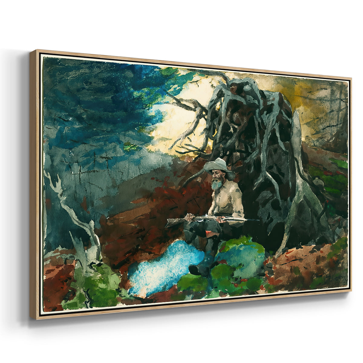 Campfire, Adirondacks, 1892 - Floater Framed Canvas Print