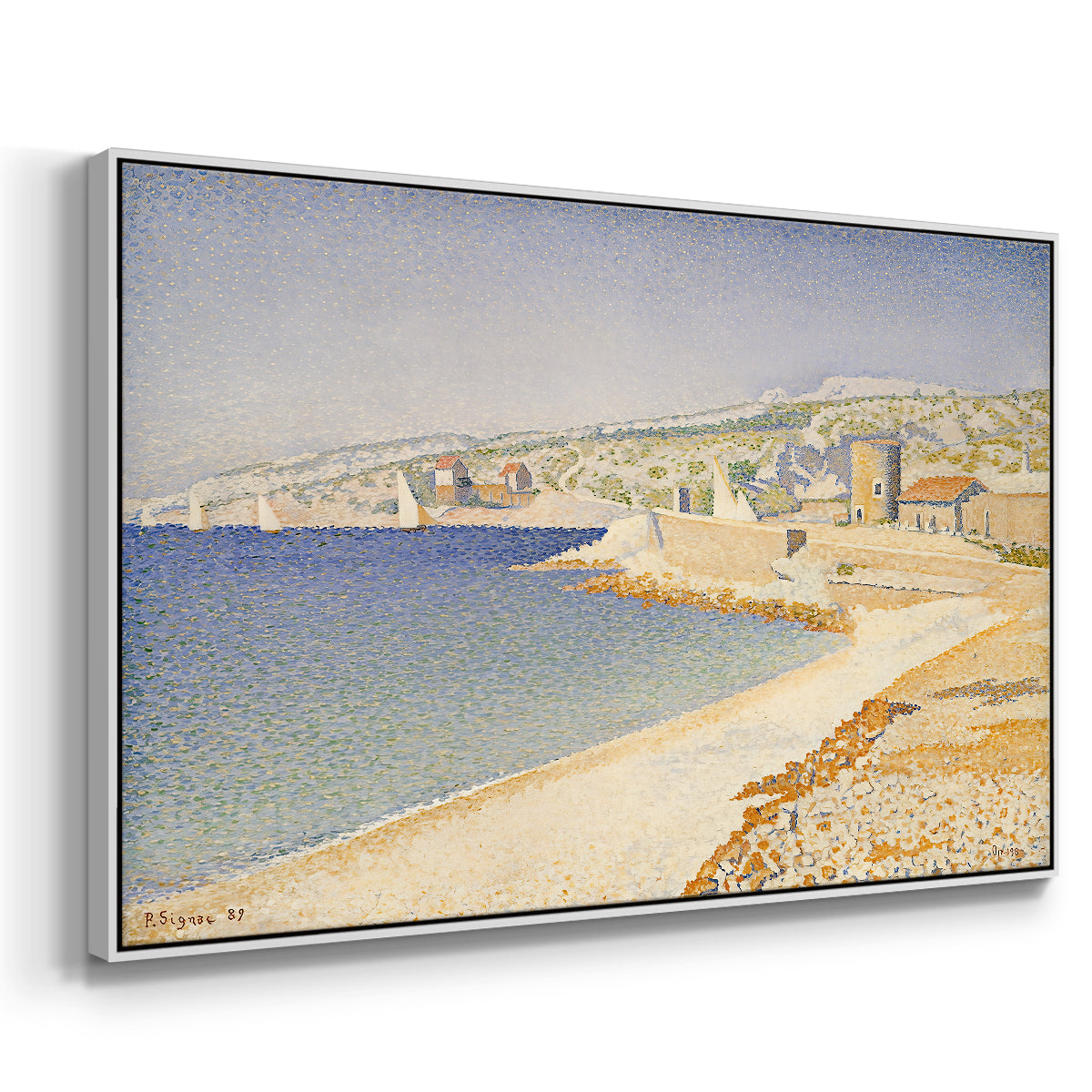 The Jetty at Cassis, Opus 198, 1889 - Floater Framed Canvas Print