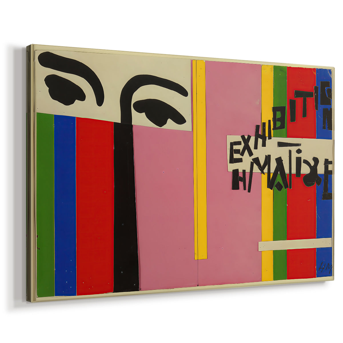 Canvas art print featuring a modernist composition featuring bold lines and color blocks, displayed at an angle
