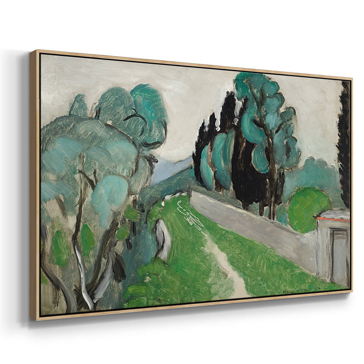 Landscape with Cypresses and Olive Trees near Nice, c. 1918 - Floater Framed Canvas Print