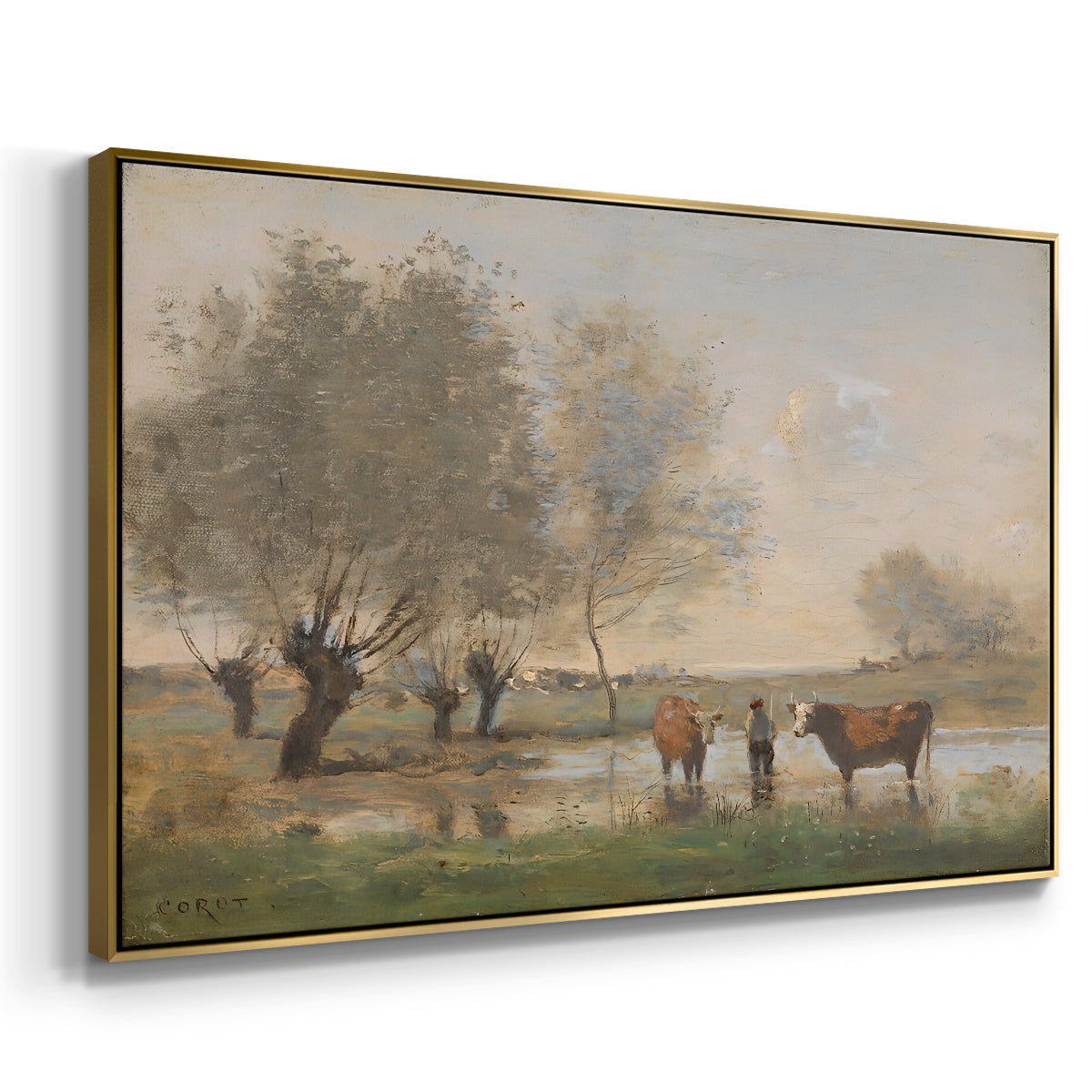 Cows in a Marshy Landscape, c. 1873-1874 - Floater Framed Canvas Print