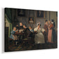 Canvas art print featuring a portrait scene with individuals arranged in formal interior, displayed at an angle