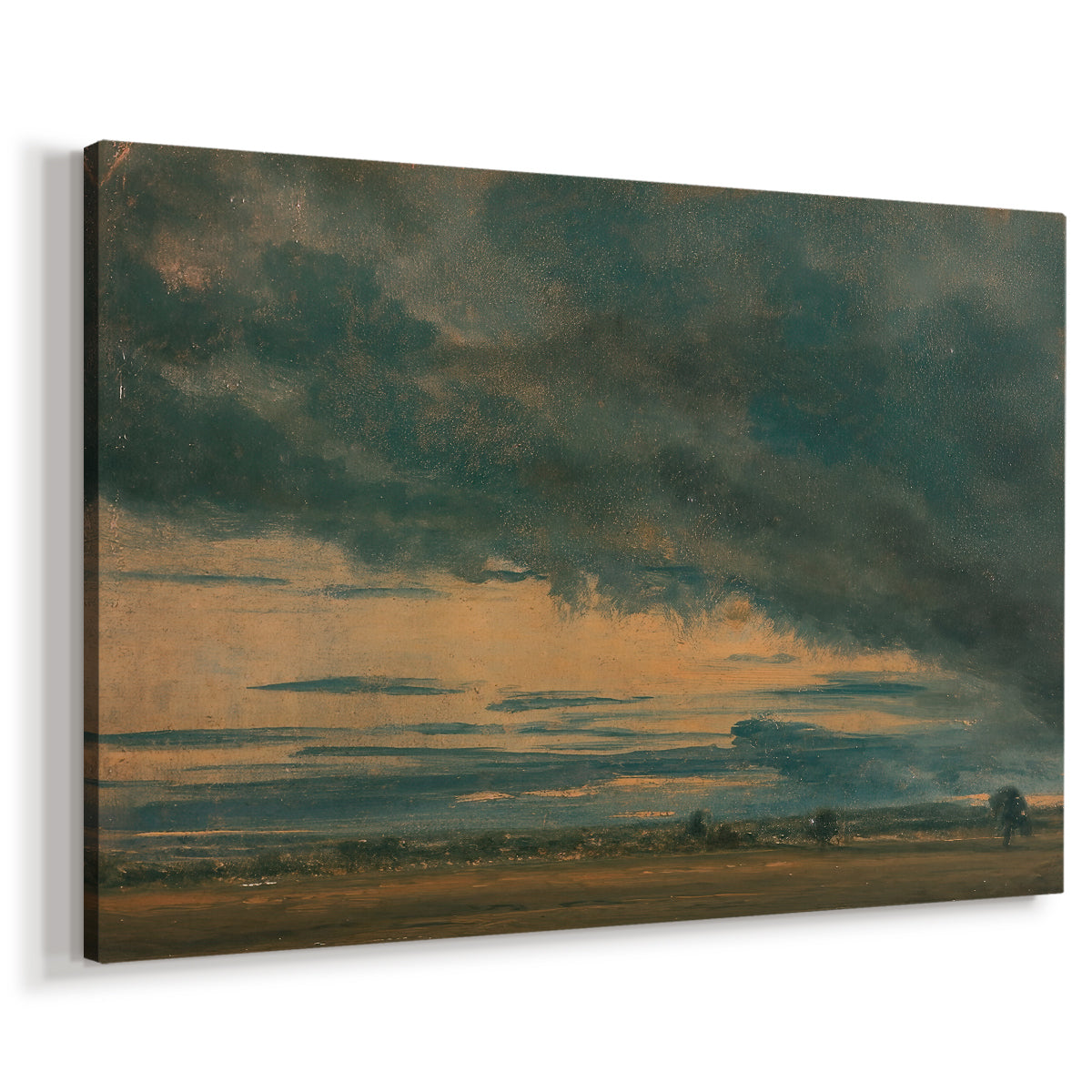 Canvas art print featuring an atmospheric cloud study emphasizing movement, displayed at an angle