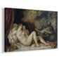 Canvas art print featuring a Renaissance figure study of Danaë with soft drapery and rich color, displayed at an angle