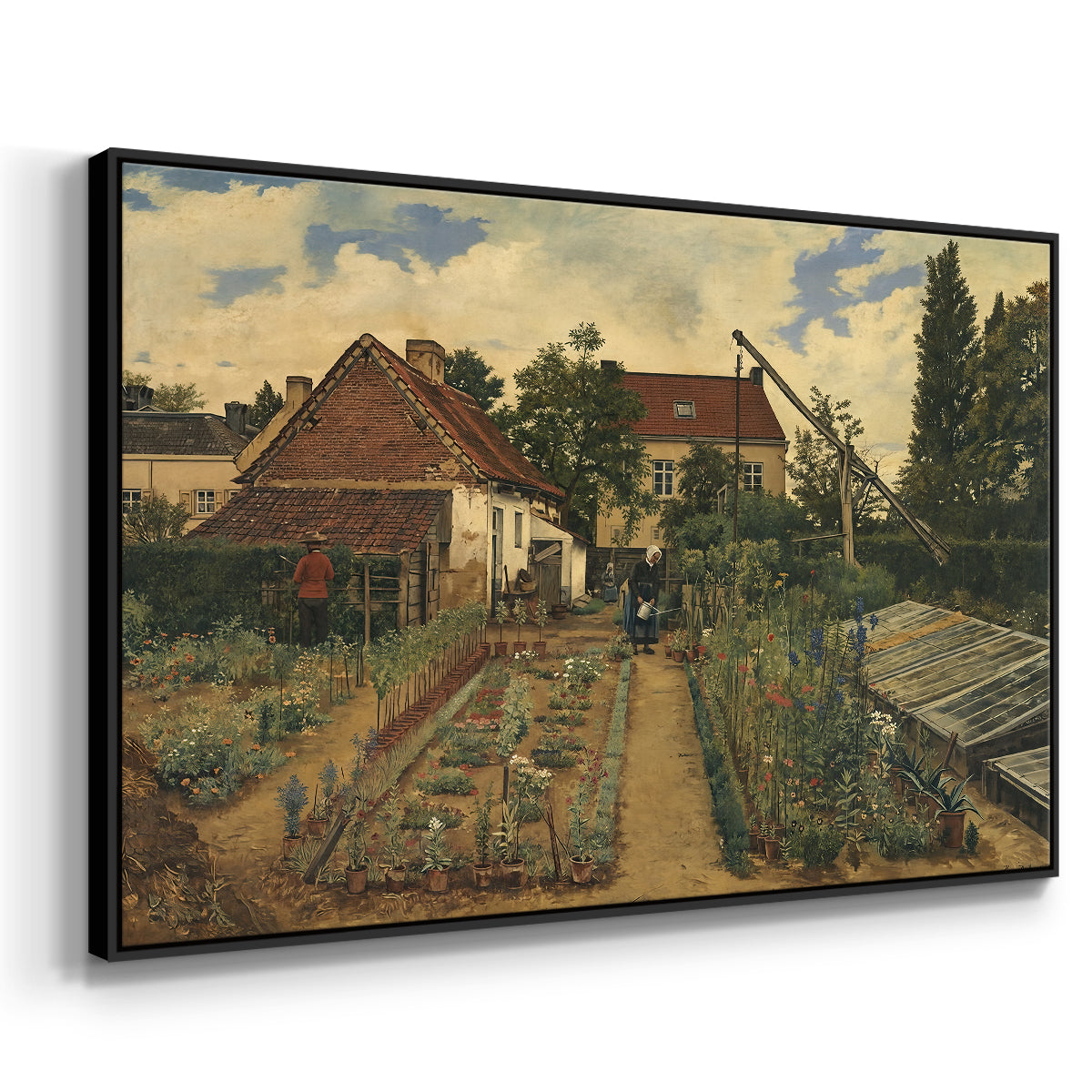 Garden of a Florist (The Flower Garden), 1864 - Floater Framed Canvas Print