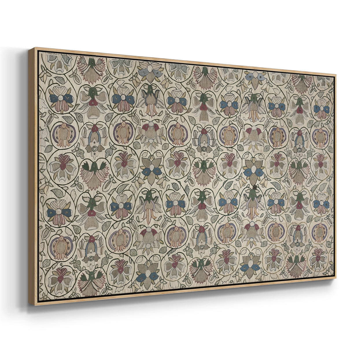 Long Cushion Cover (Printed Textile), c. 1600 - Floater Framed Canvas Print