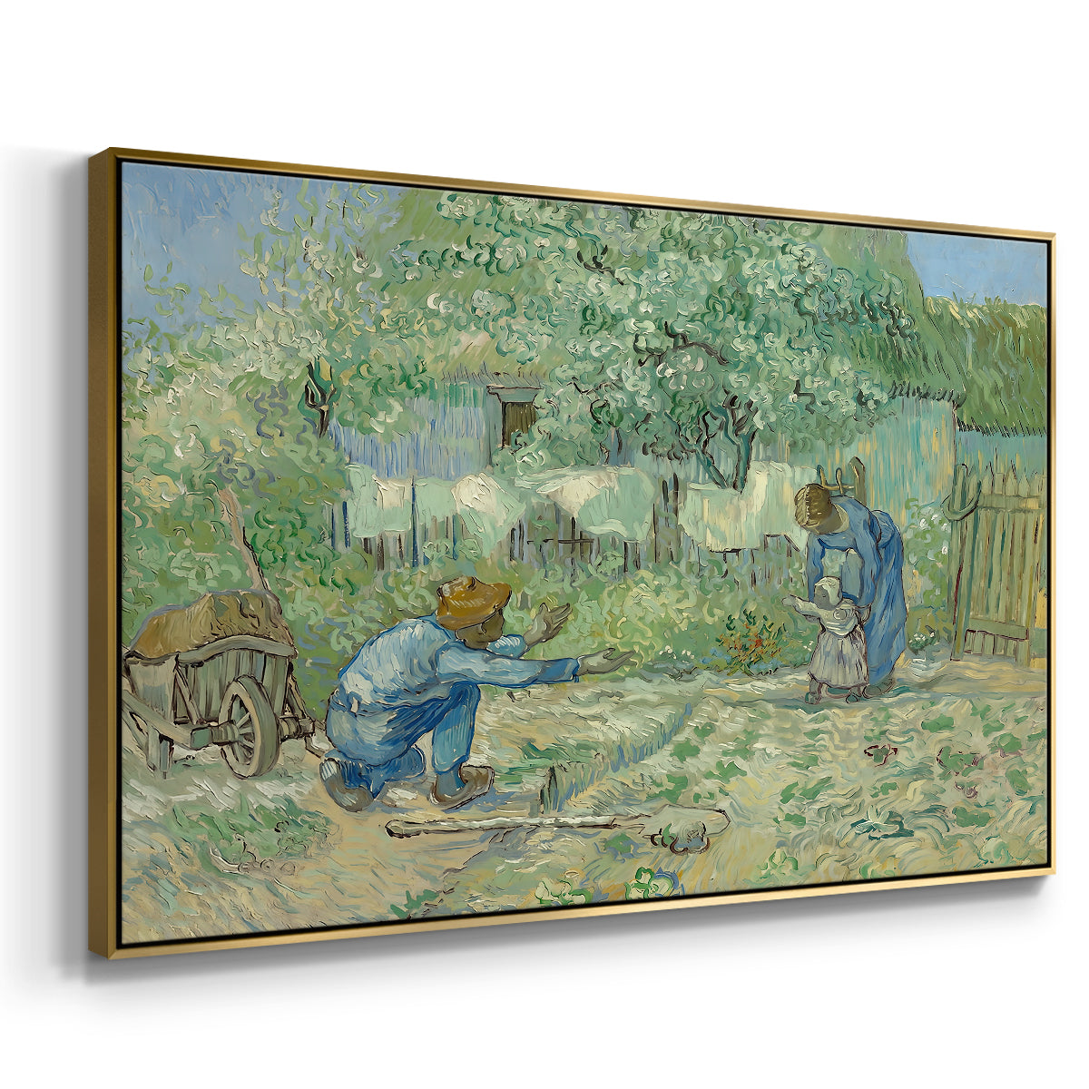First Steps after Millet, 1890 - Floater Framed Canvas Print