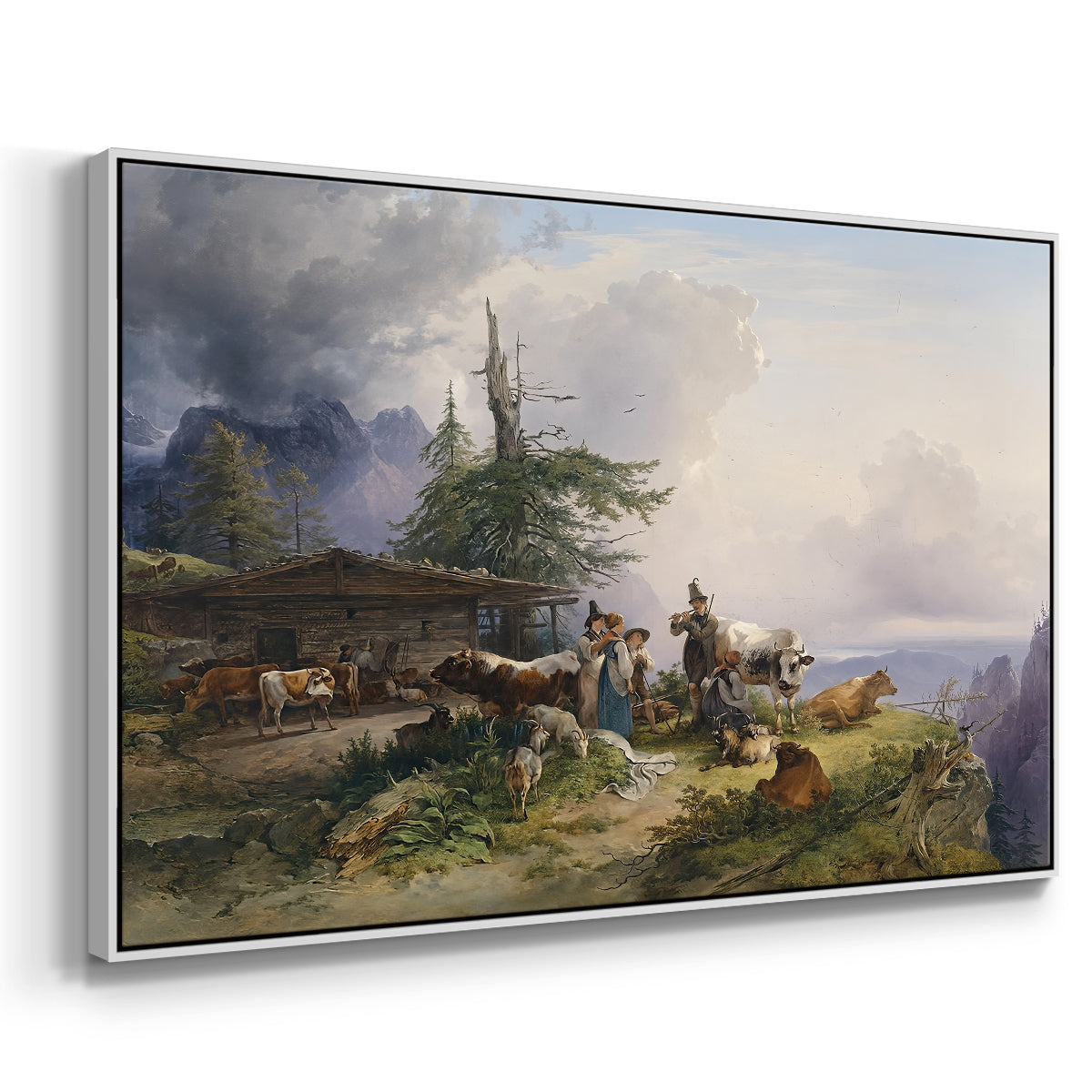 An Alpine Farm on the Untersberg, 1835 - Floater Framed Canvas Print