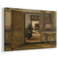 Canvas art print featuring a quiet institutional interior with doors and corridor perspective, displayed at an angle