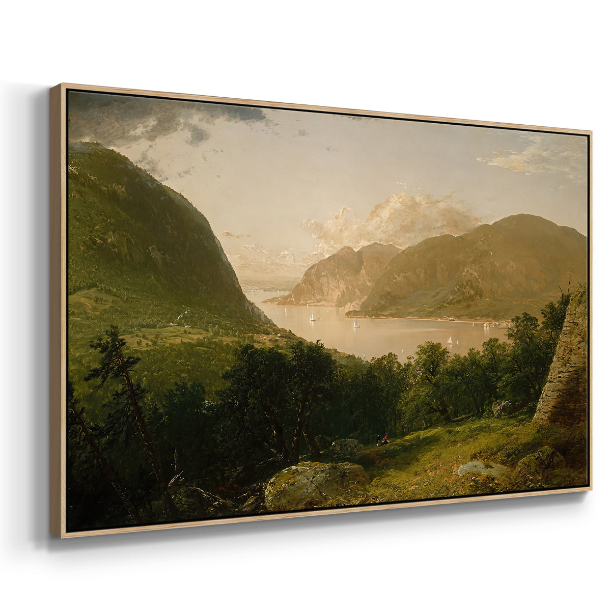 Hudson River Scene, 1857 - Floater Framed Canvas Print