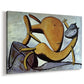 Canvas art print featuring a surreal animal scene with exaggerated forms, displayed at an angle