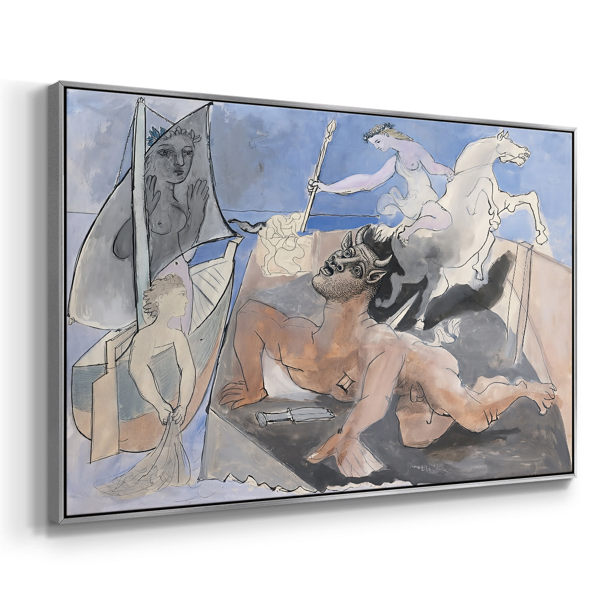 Composition with Minotaur, 1936 - Floater Framed Canvas Print