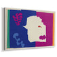 Canvas art print featuring a modernist animal-inspired collage, displayed at an angle