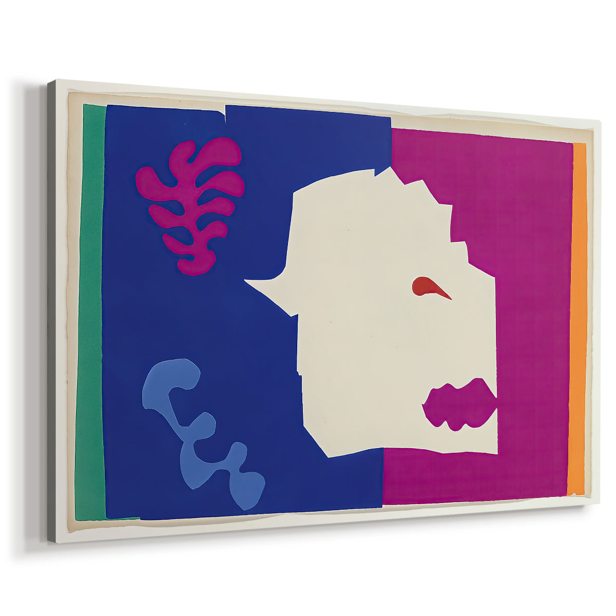 Canvas art print featuring a modernist animal-inspired collage, displayed at an angle