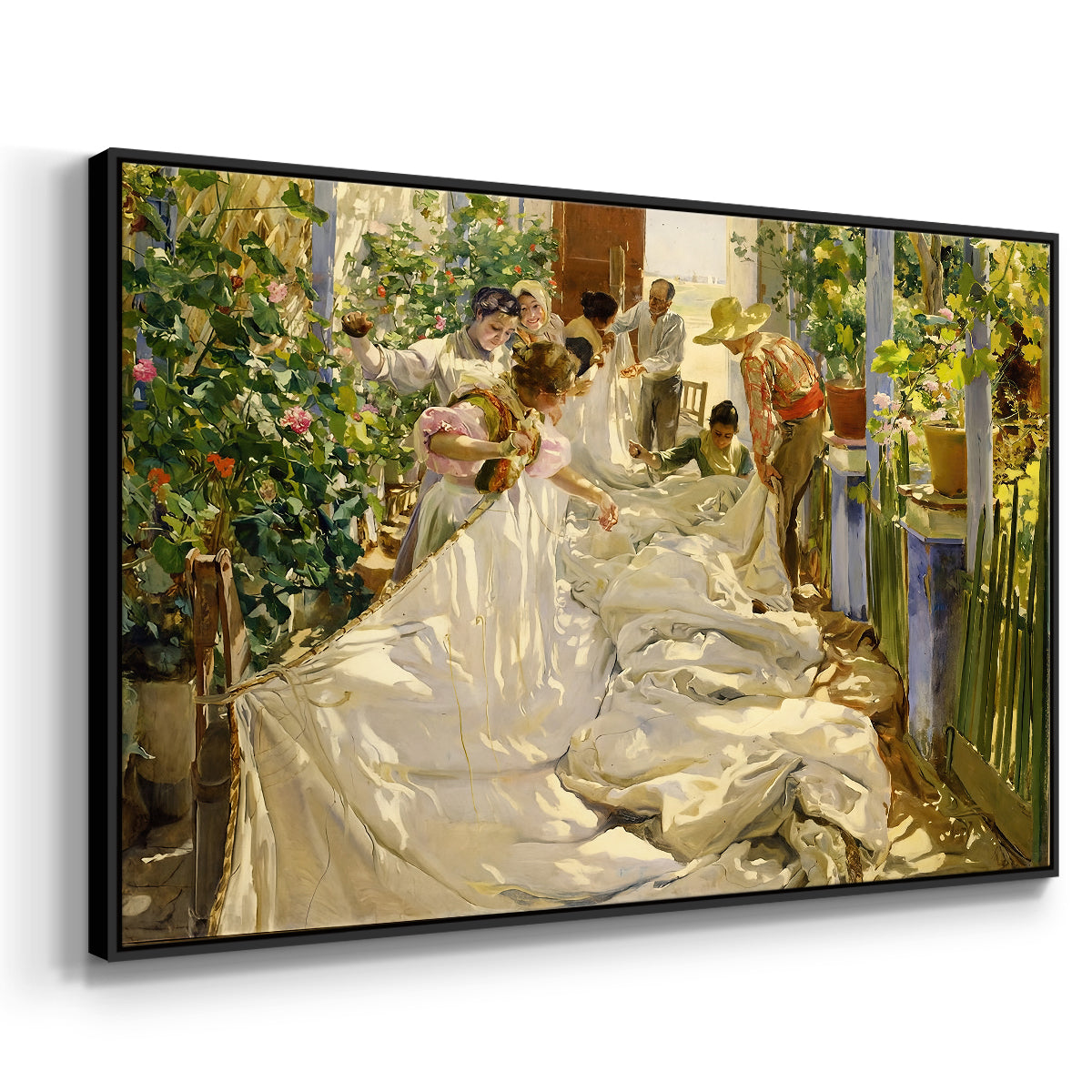 Sewing the Sail, 1896 - Floater Framed Canvas Print
