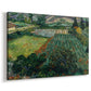 Canvas art print featuring an expressive landscape with flowers and open countryside, displayed at an angle