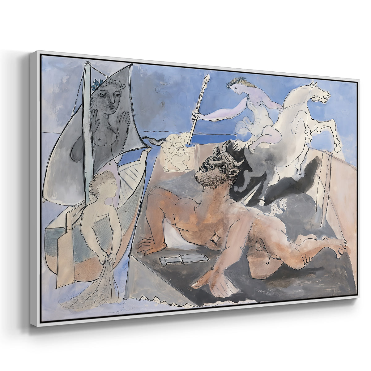 Composition with Minotaur, 1936 - Floater Framed Canvas Print