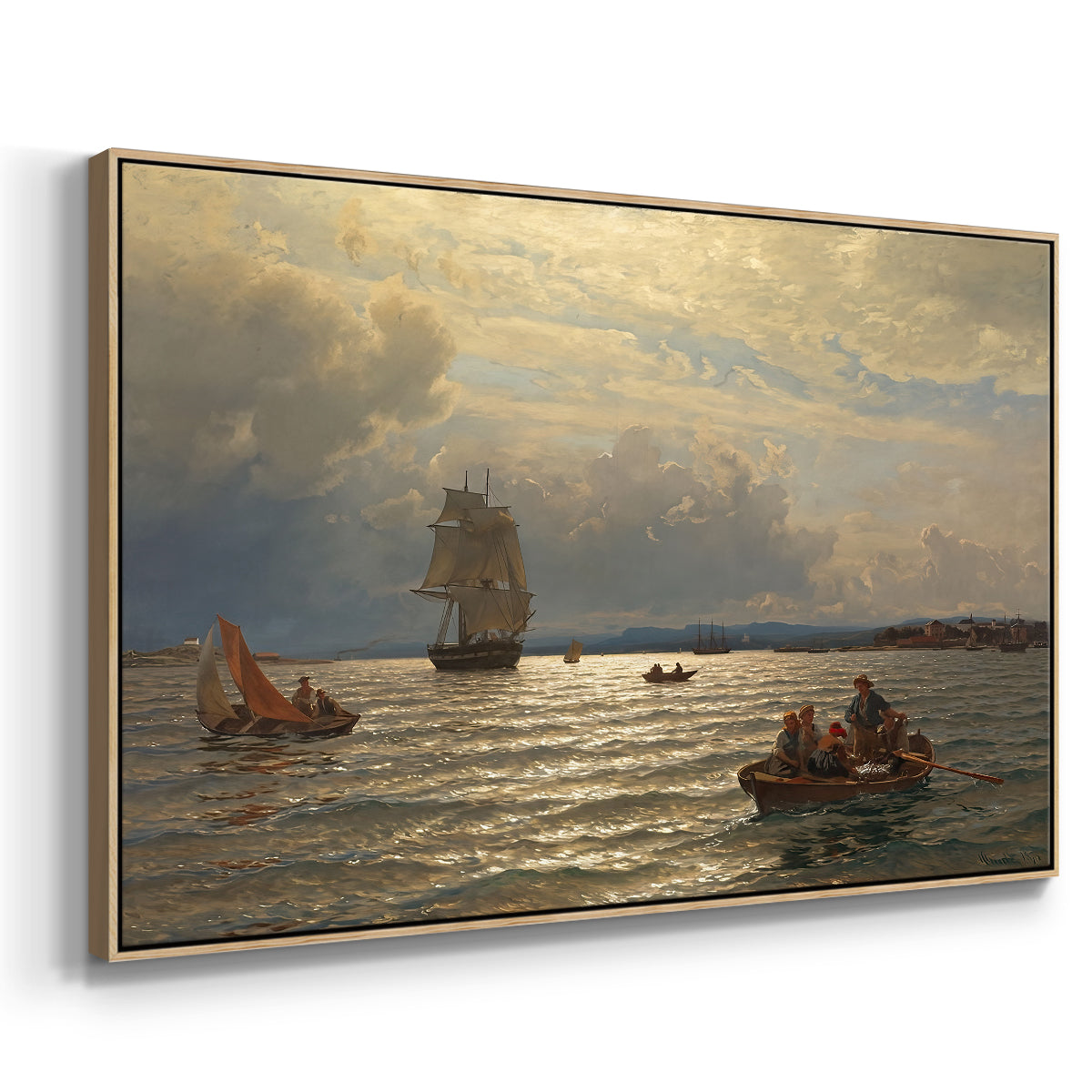 From the Inlet of Oslo, 1874 - Floater Framed Canvas Print