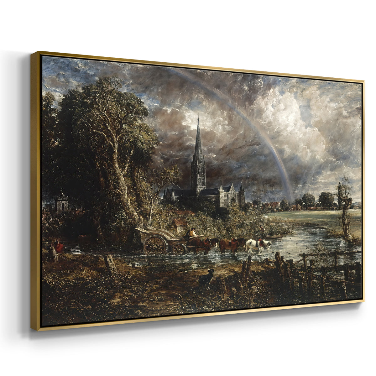 Salisbury Cathedral from the Meadows (Detail), 1831 - Floater Framed Canvas Print