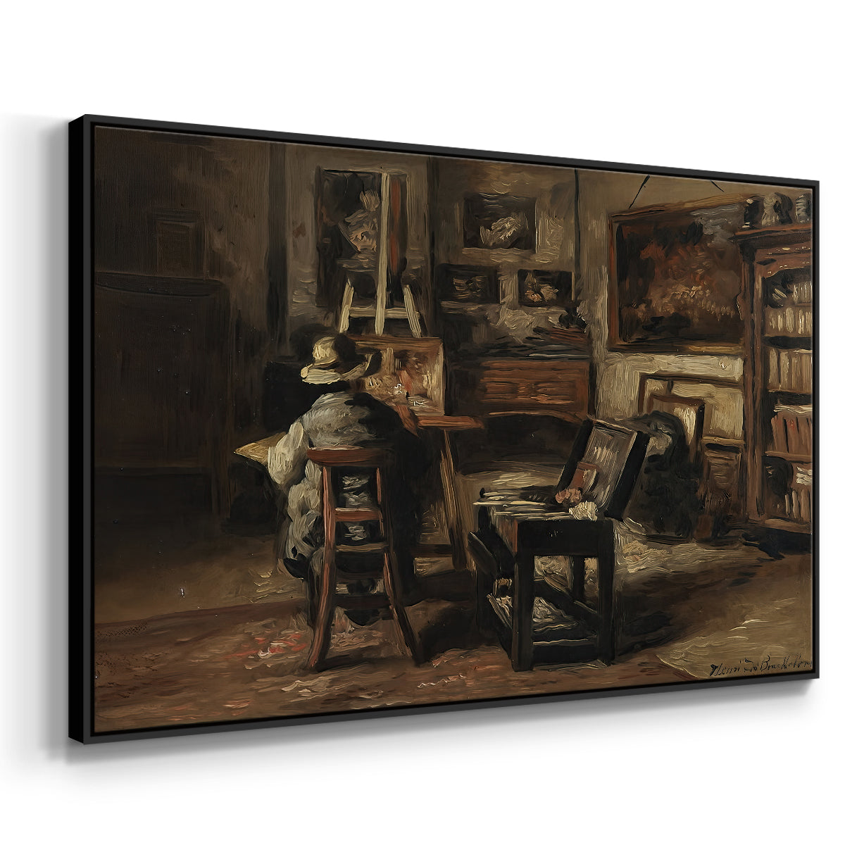 The Studio of Ferdinand De Braekeleer I, Father of the Painter, c. 1873-1885 - Floater Framed Canvas Print