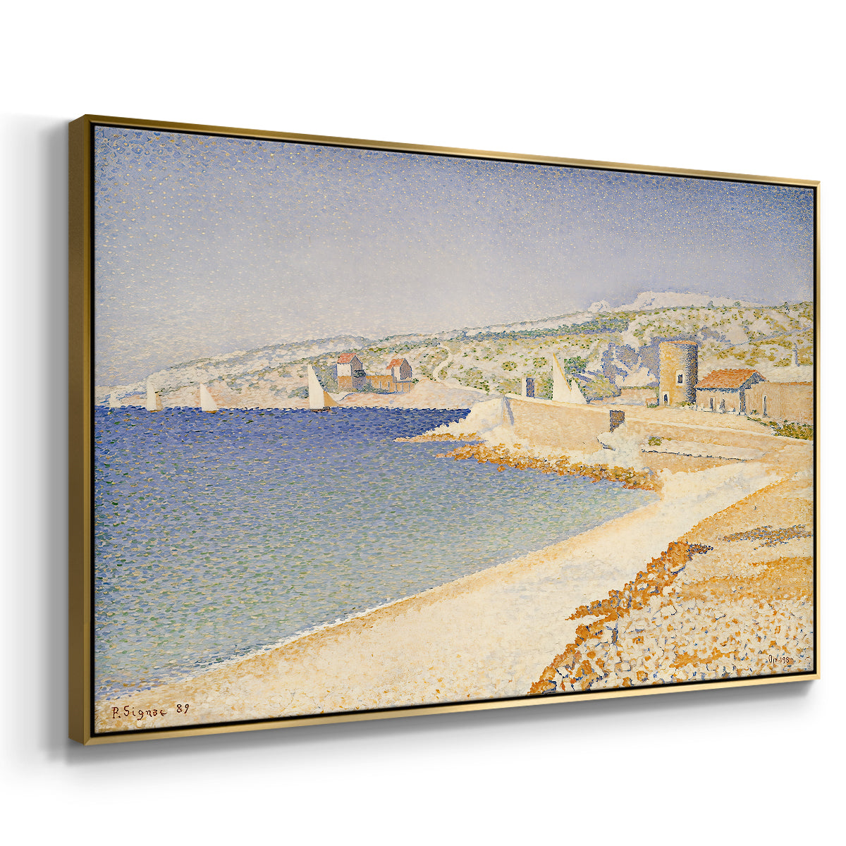 The Jetty at Cassis, Opus 198, 1889 - Floater Framed Canvas Print