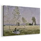 Canvas art print featuring an impressionist countryside scene with figure resting in shade, displayed at an angle