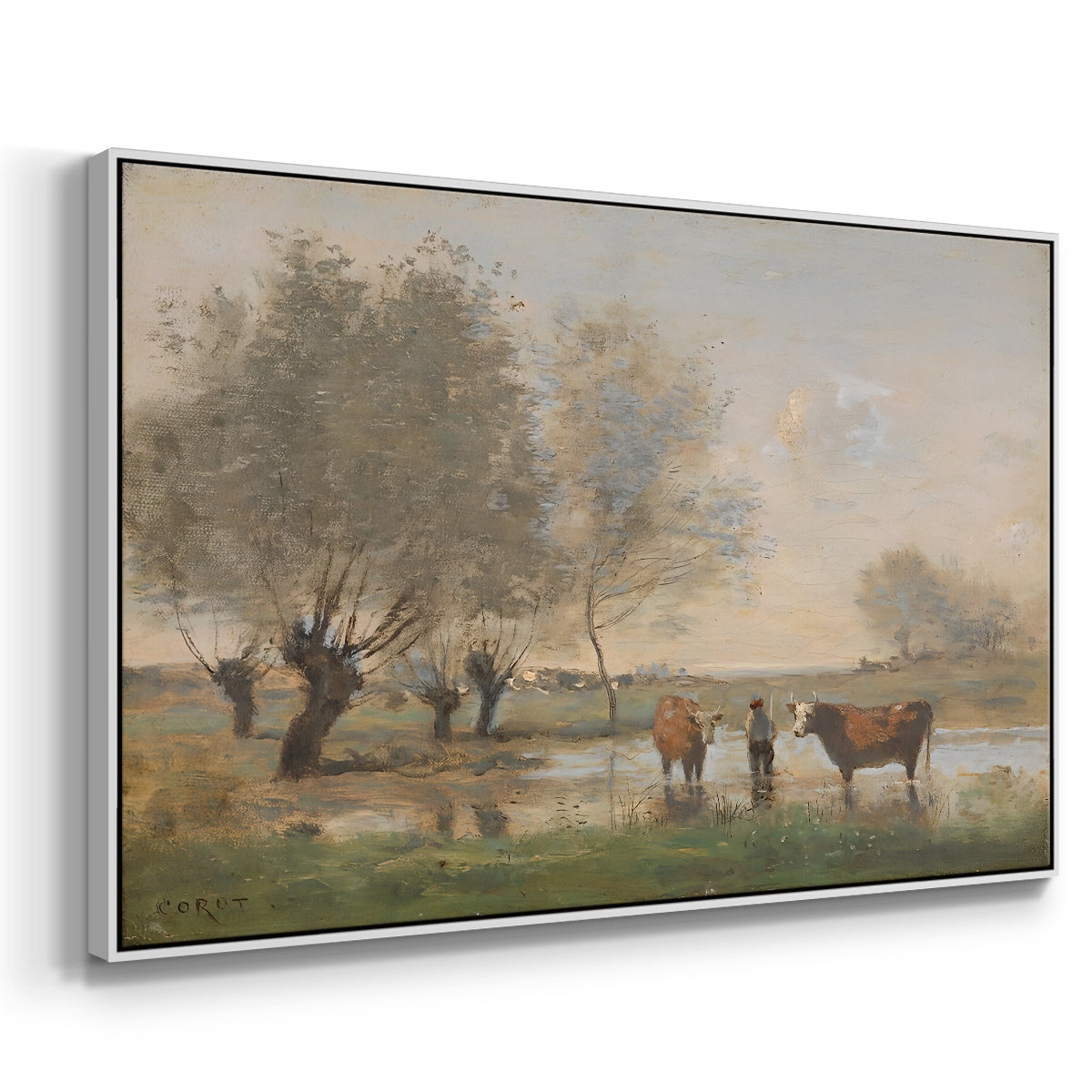 Cows in a Marshy Landscape, c. 1873-1874 - Floater Framed Canvas Print