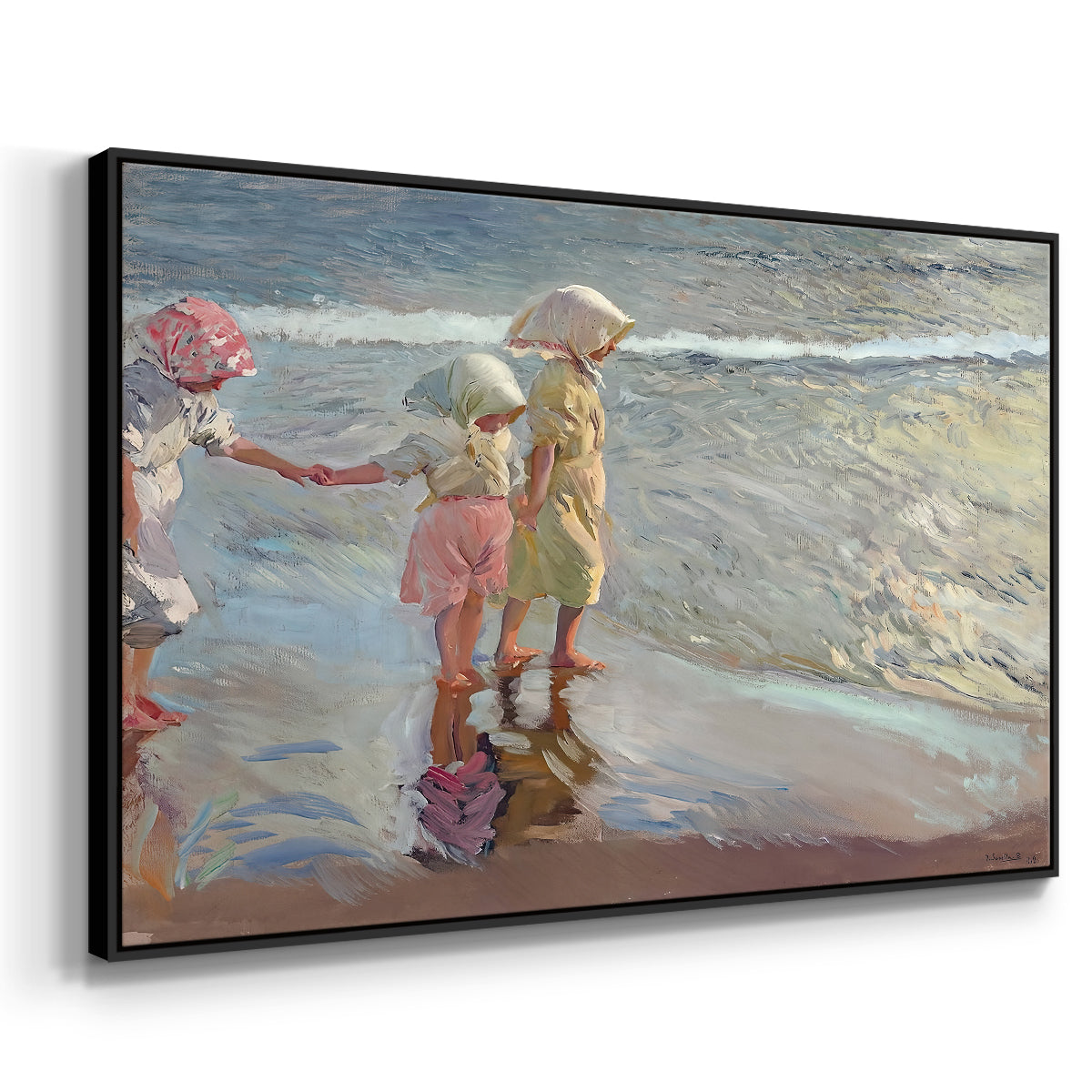 The Three Sisters on the Beach, 1908 - Floater Framed Canvas Print