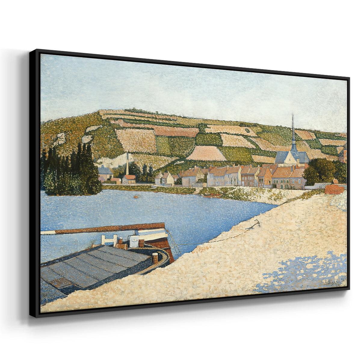 The Riverbank, Les Andelys, 1886 - Floater Framed Canvas Print