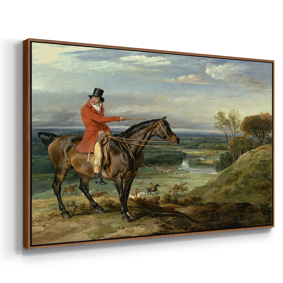 John Levett Hunting at Wychnor, Staffordshire, 1818 - Floater Framed Canvas Print