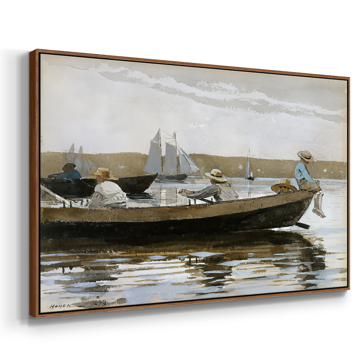 Boys in a Dory, 1873 - Floater Framed Canvas Print