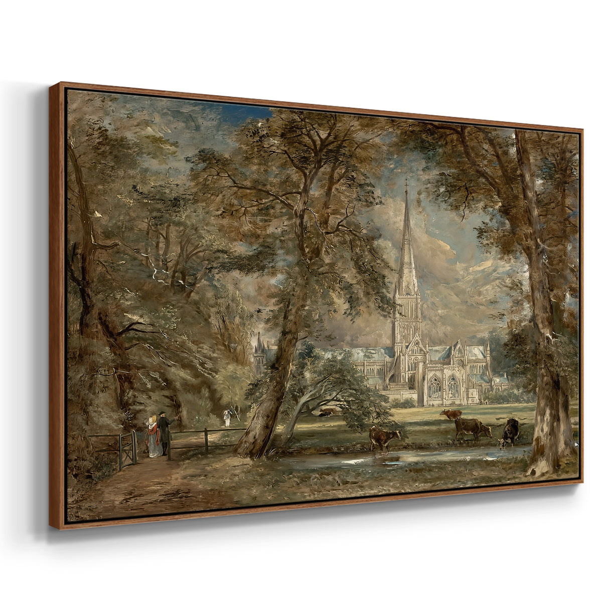 Salisbury Cathedral from the Bishop's Grounds, c. 1822-1823 - Floater Framed Canvas Print