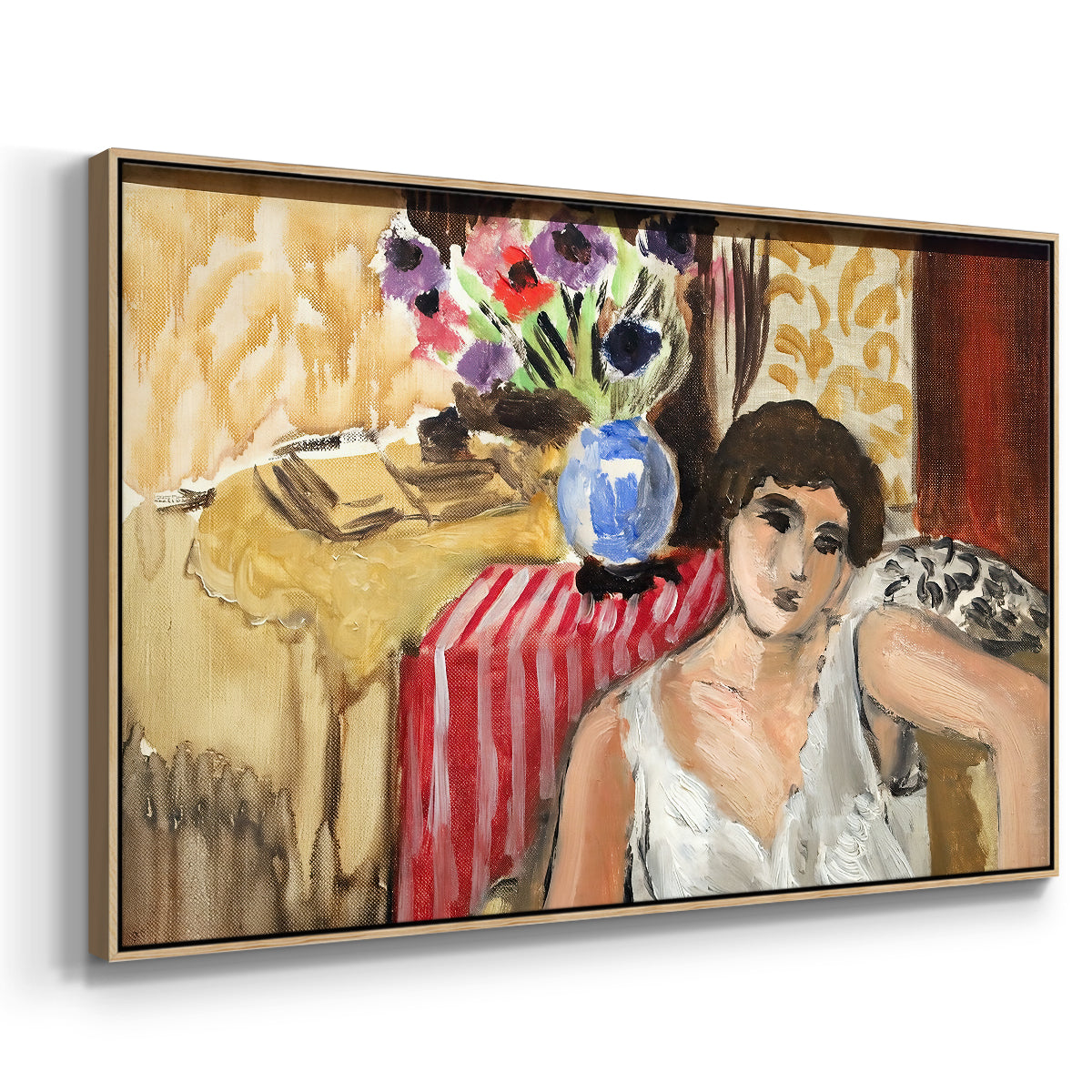 Woman Seated in an Armchair, c. 1920 - Floater Framed Canvas Print