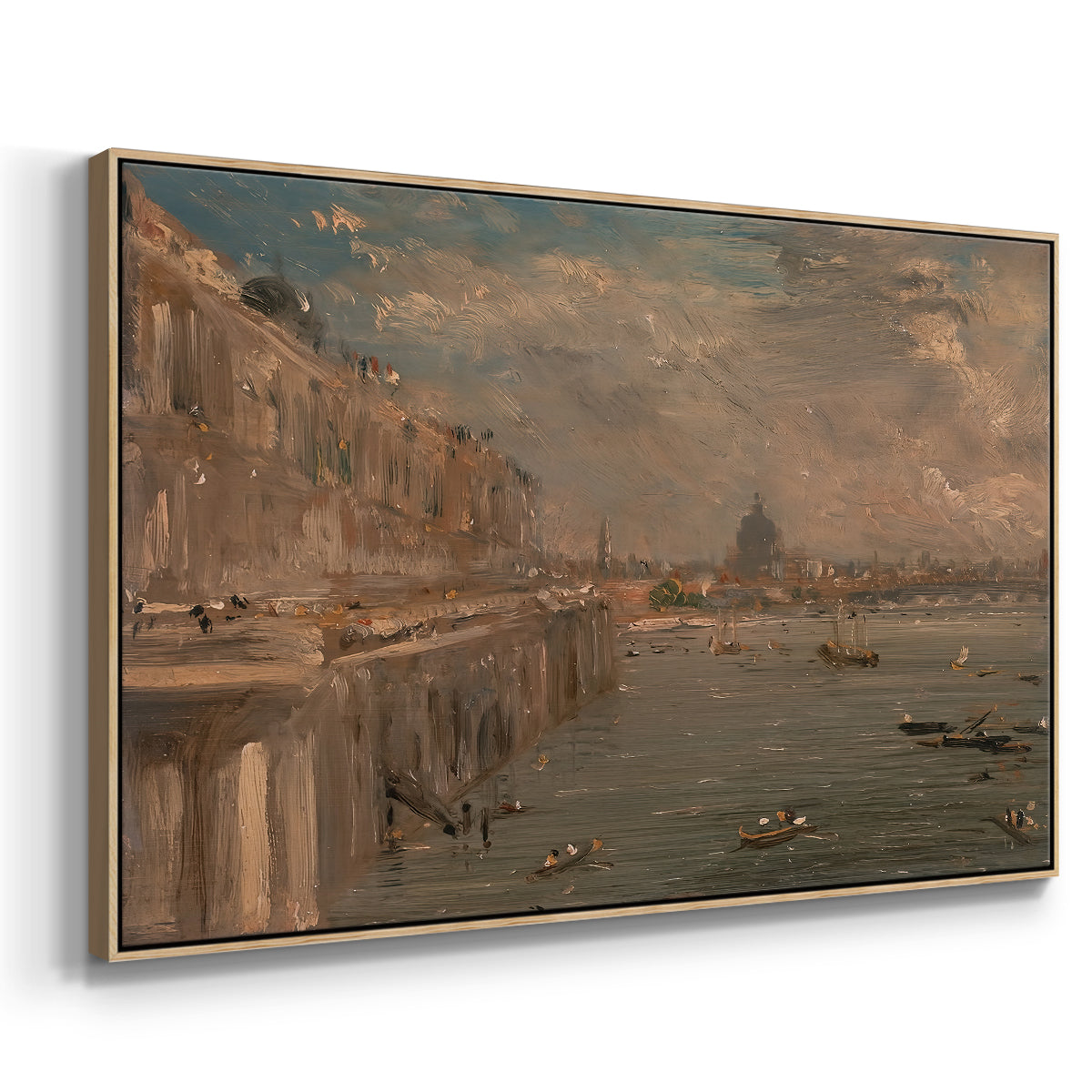 Somerset House Terrace from Waterloo Bridge, c. 1819 - Floater Framed Canvas Print