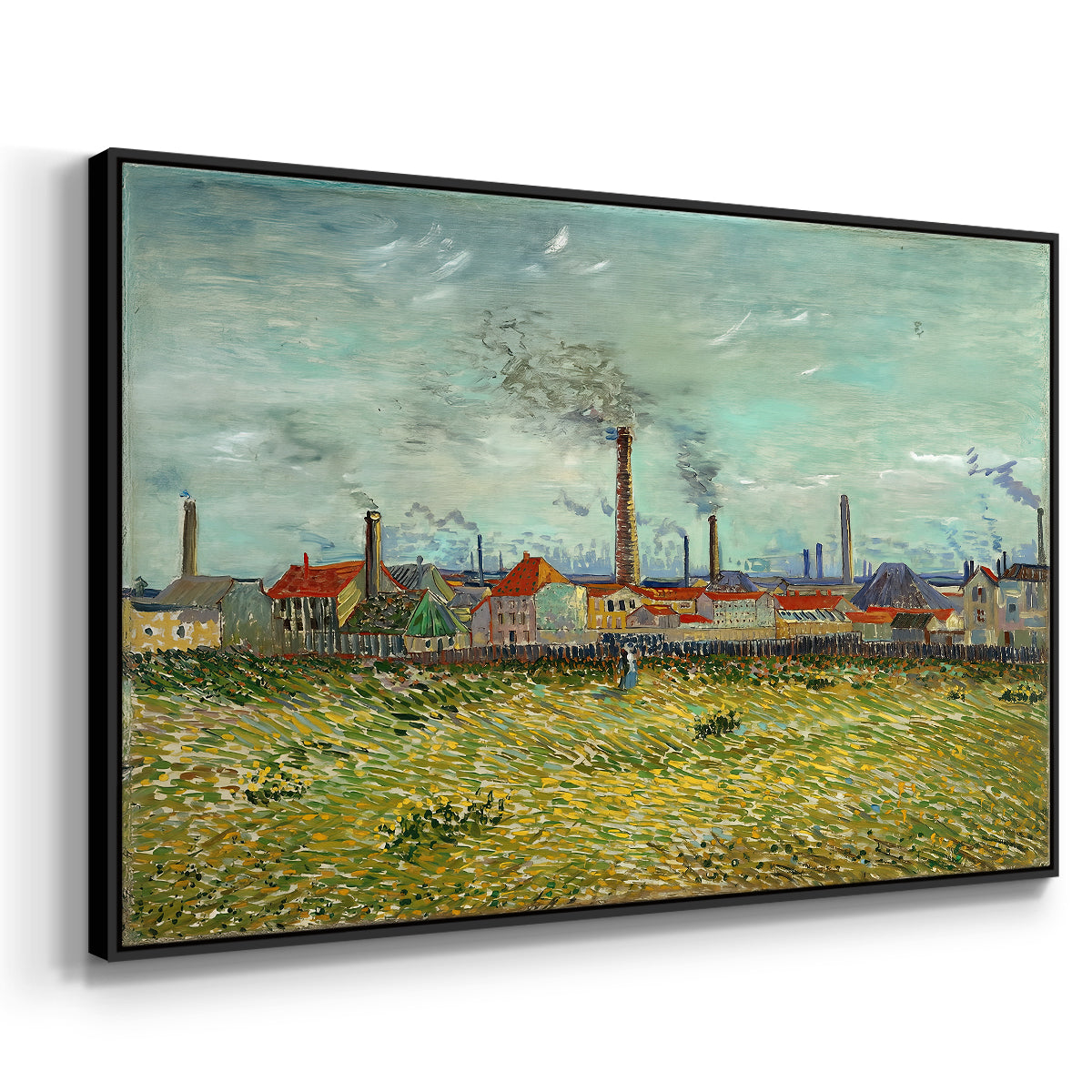 Factories at Clichy, 1887 - Floater Framed Canvas Print