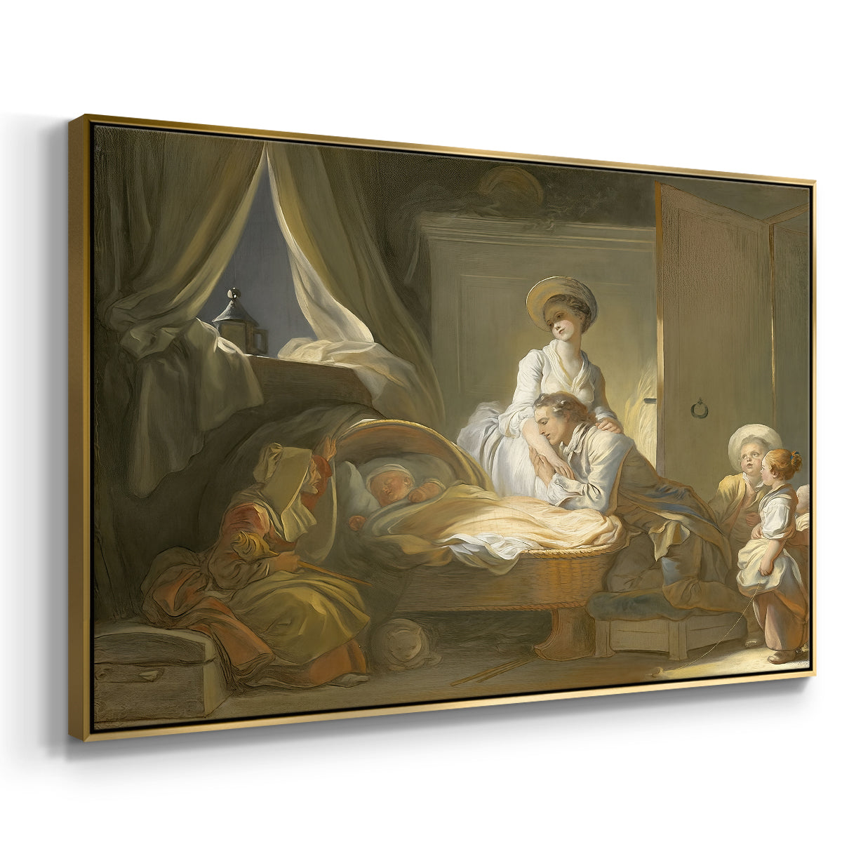 The Visit to the Nursery, c. 1775 - Floater Framed Canvas Print