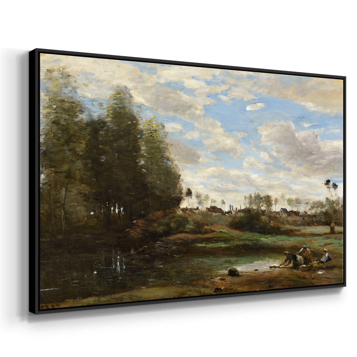 Washerwomen at the Water's Edge, c. 1860-1870 - Floater Framed Canvas Print