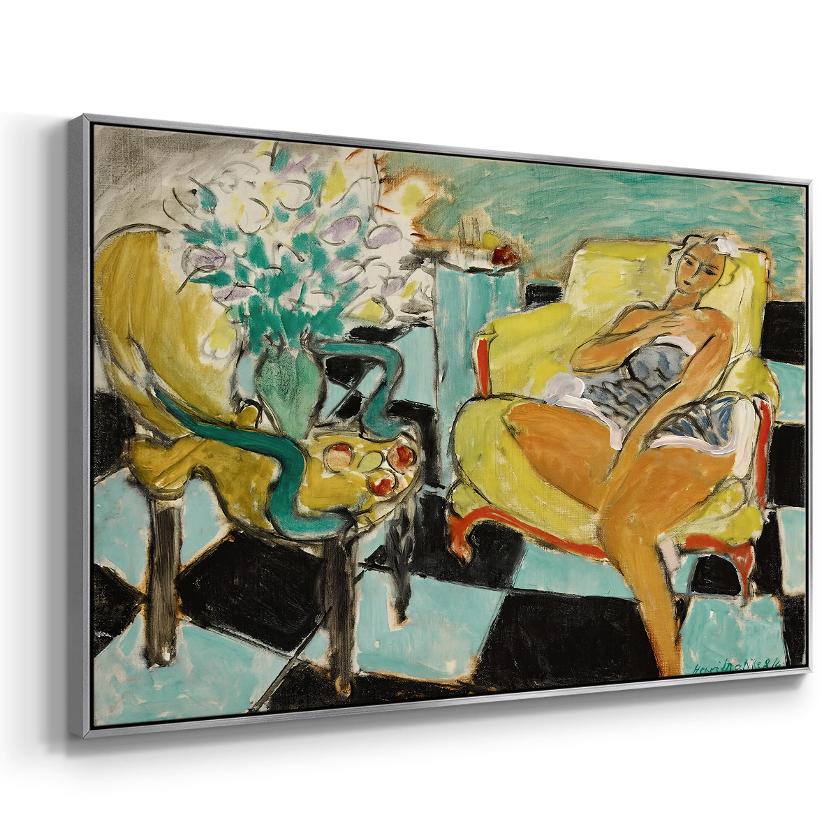 Seated Woman with Flower, 1942 - Floater Framed Canvas Print
