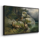 Eagles and Dying Stag on a Lakeshore, 1836 - Floater Framed Canvas Print
