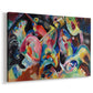 Canvas art print featuring an expressive scene with layered shapes creating sense of flood-like energy, displayed at an angle