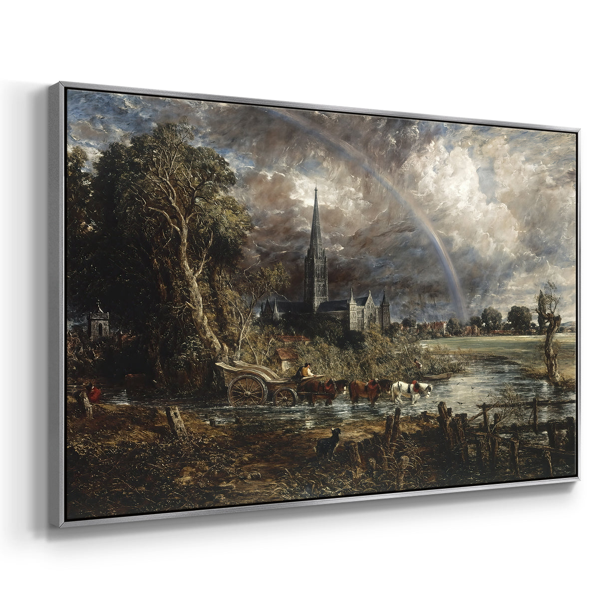 Salisbury Cathedral from the Meadows (Detail), 1831 - Floater Framed Canvas Print