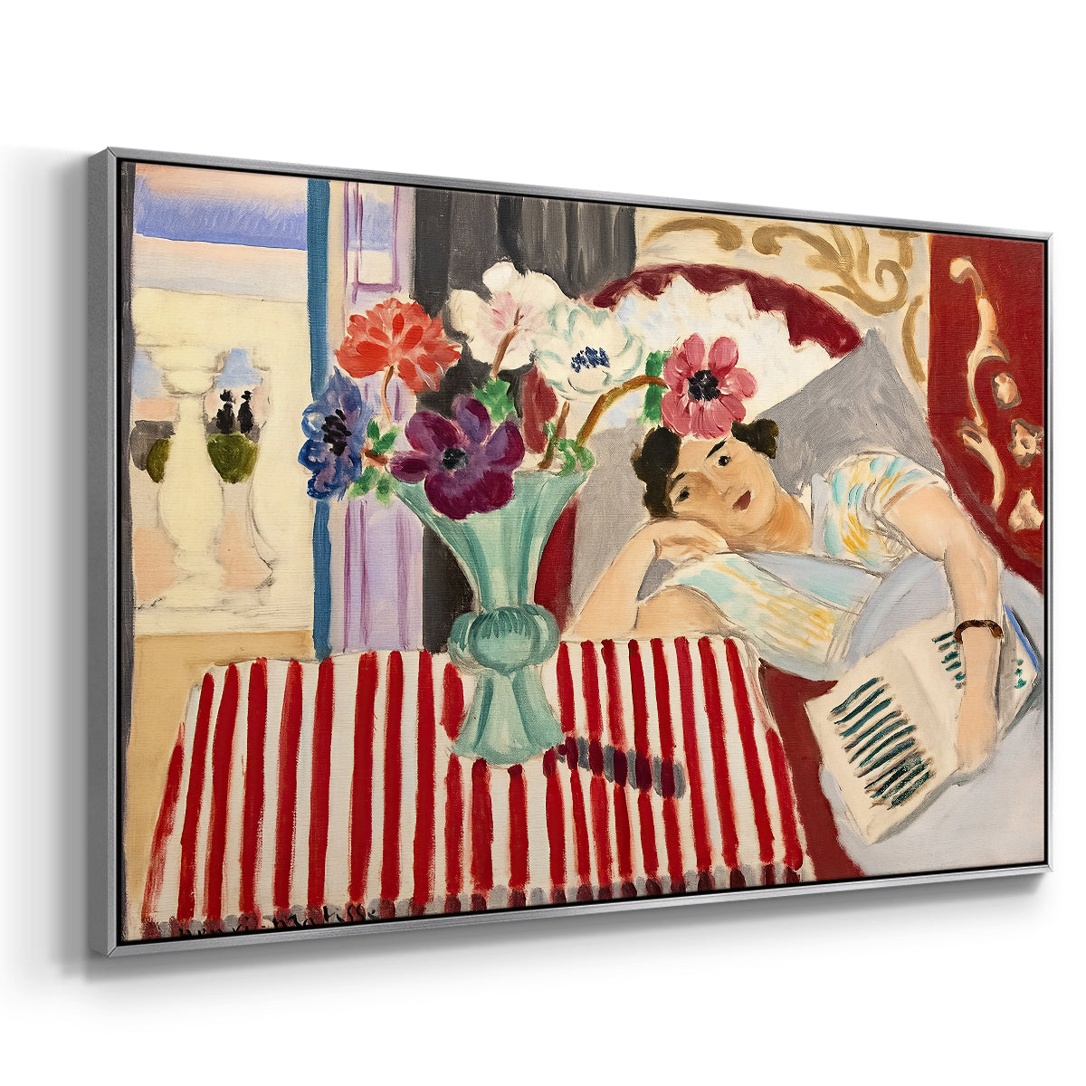 Woman with Anemones (Femme et anémones), c. 1920-1921 - Floater Framed Canvas Print