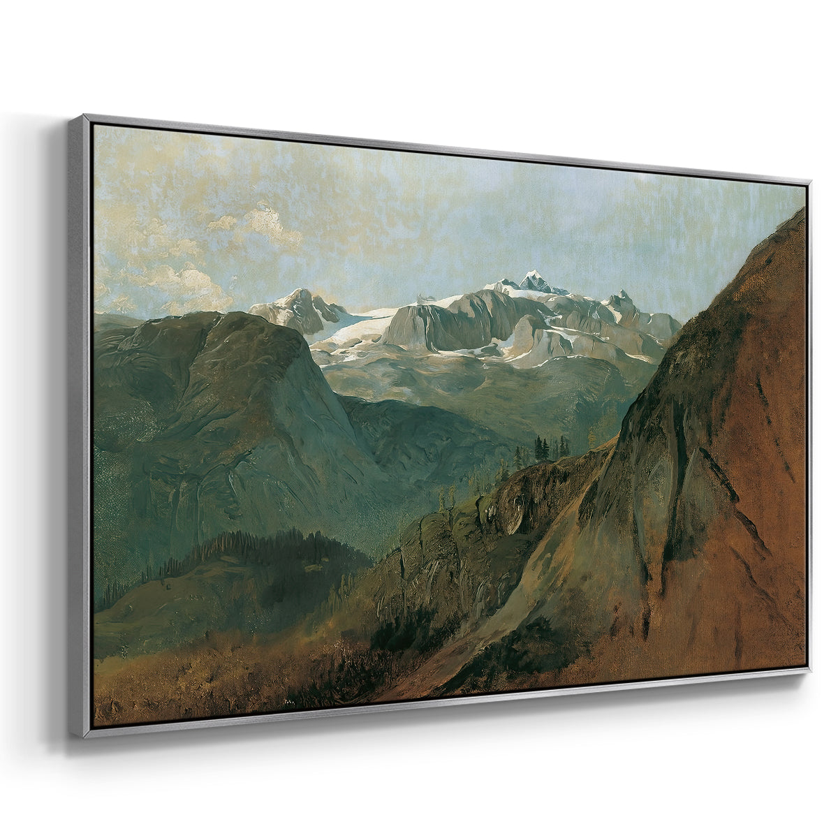 The Dachstein from the Plassen near Hallstatt, 1827 - Floater Framed Canvas Print