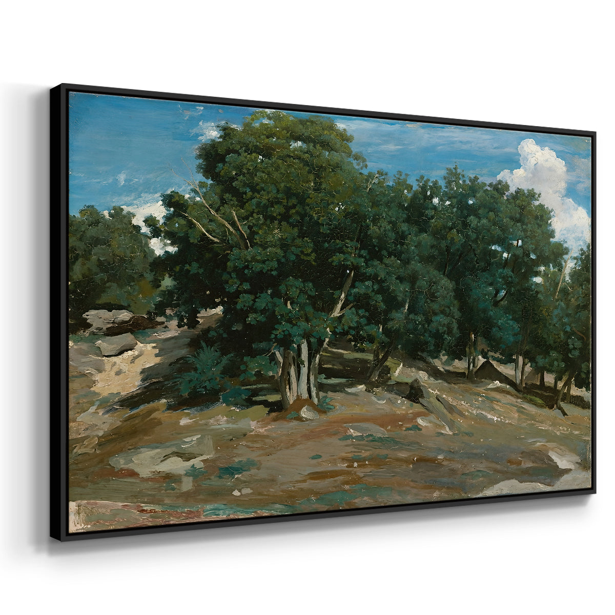 Fontainebleau: Oak Trees at Bas-Bréau, c. 1830-1835 - Floater Framed Canvas Print