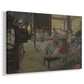 Canvas art print featuring a rehearsal scene with dancers stretching and posing indoors, displayed at an angle